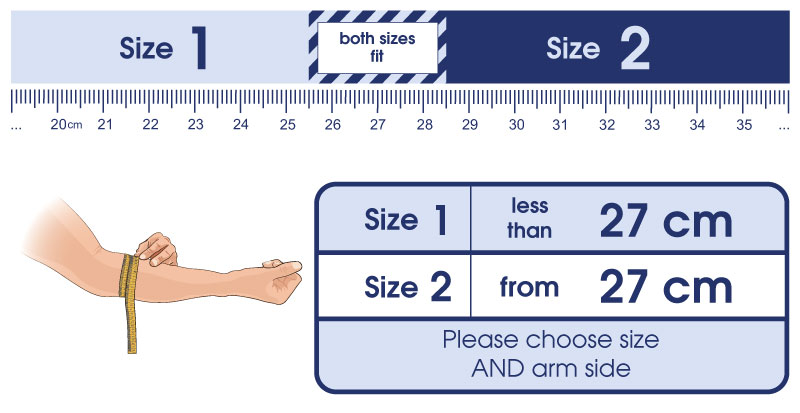 Size chart Masalo cuff drawing
